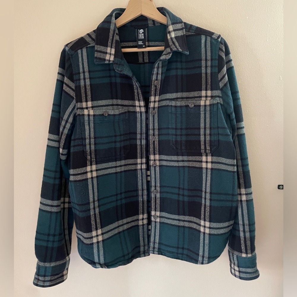Mountain Hardwear Women's Plaid Utility Jacket in Teal and Black